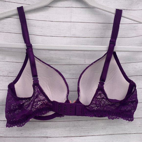 Victoria's Secret Dream Angels Perfect Coverage Bra Purple Lace 32C Underwire - Picture 4 of 7